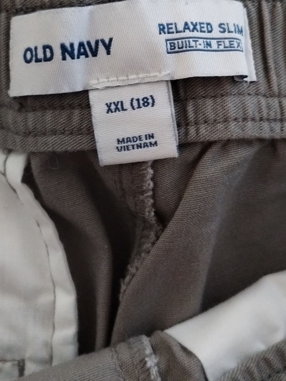Old Navy boy's Relaxed Slim Pants in Gray Taupe